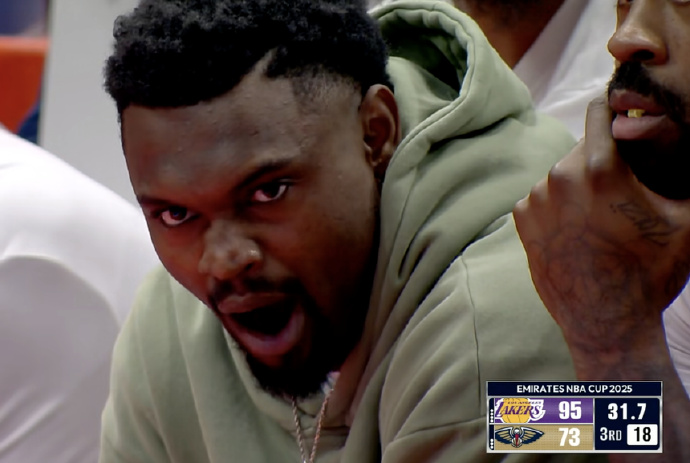 看困了！鵜鶘大賽果分跟跑位，錫安在替補區打哈欠